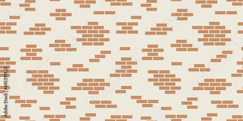Brick wall seamless pattern. Simple endless architecture interior background. Brown geometric repeatable brickwork texture