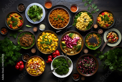 World Veganism Day with a bountiful table of colorful vegan food