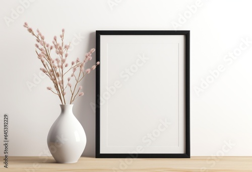 White black frame with blank square blank for the frame