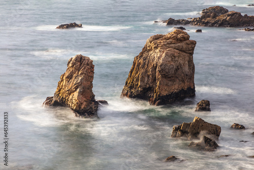 Freestanding rock formations offshore at Garrapata beach, just south of Monterey, California. 
 photo
