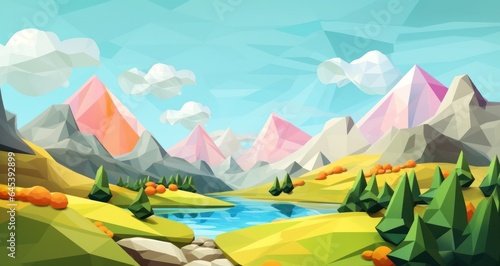 An abstract painting of mountains