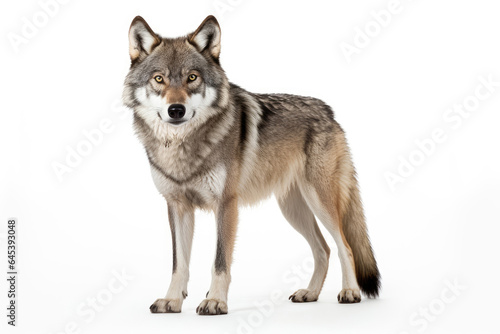 Gray wolf on a white background