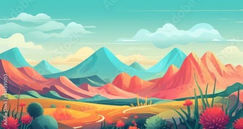An abstract painting of mountains