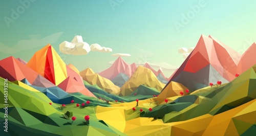 An abstract painting of mountains