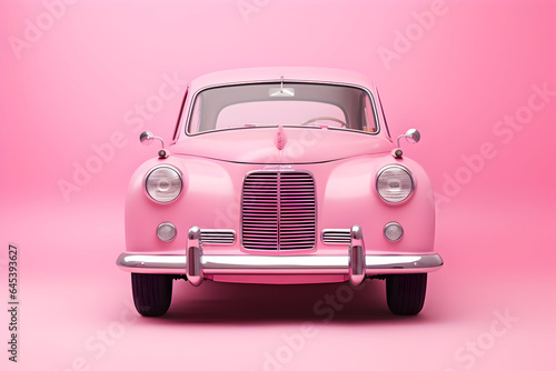 An Old Pink Car, Isolated Against a Matching Pink Background