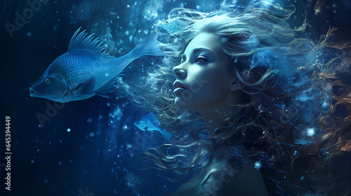 peixes simbolo do zodiaco astrologia azul fantasia 