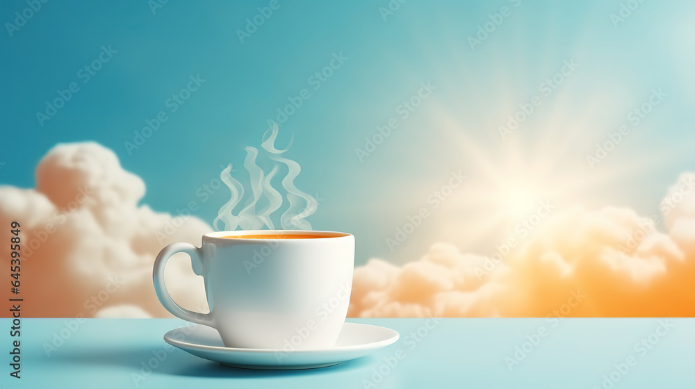 Cup of steaming coffee. Generative Ai Cup of steaming coffee. Generative Ai