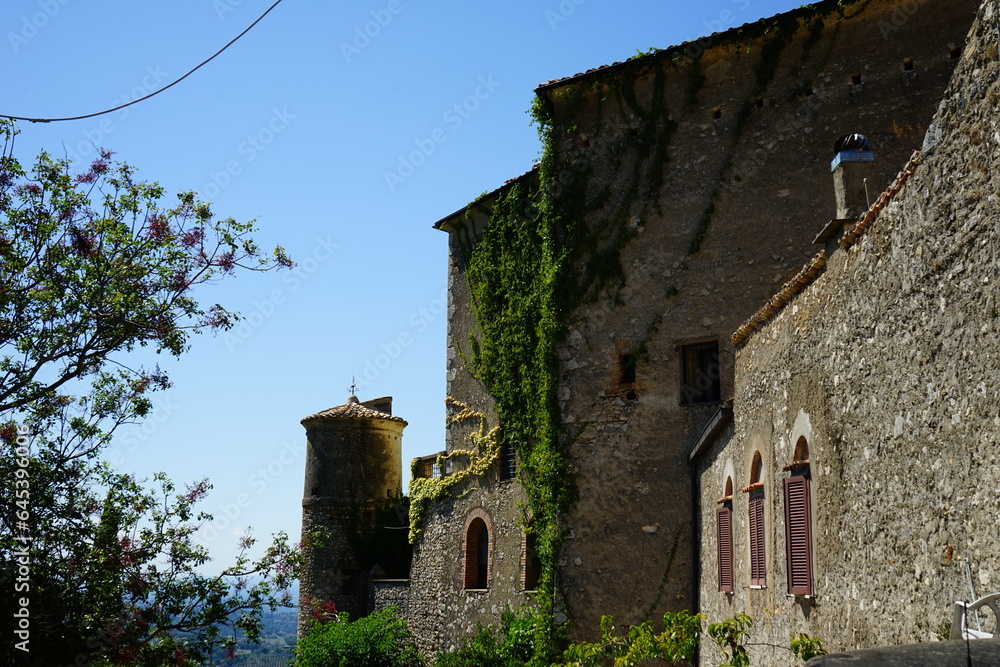 Roccantica castle tower in a sunny day, Rieti, Lazio, Italy