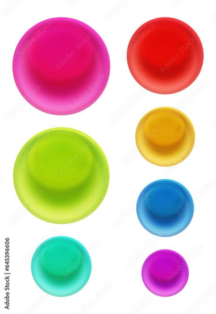 Set of round shape sphere ball or button in 3d rendering isolated on transparent background for decoration and design element concept. Set of round shape sphere ball or button in 3d rendering isolated on transparent background for decoration and design element concept.