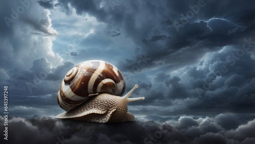 A snail in the stromy weather