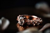 realistic and designer golden wedding ring photography for special event generative ai