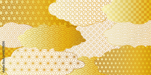 金の和柄背景　ゴールドのグラデーションイラスト