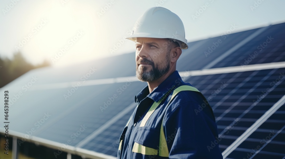 engineer worker checking solar power plant, generative AI engineer worker checking solar power plant, generative AI