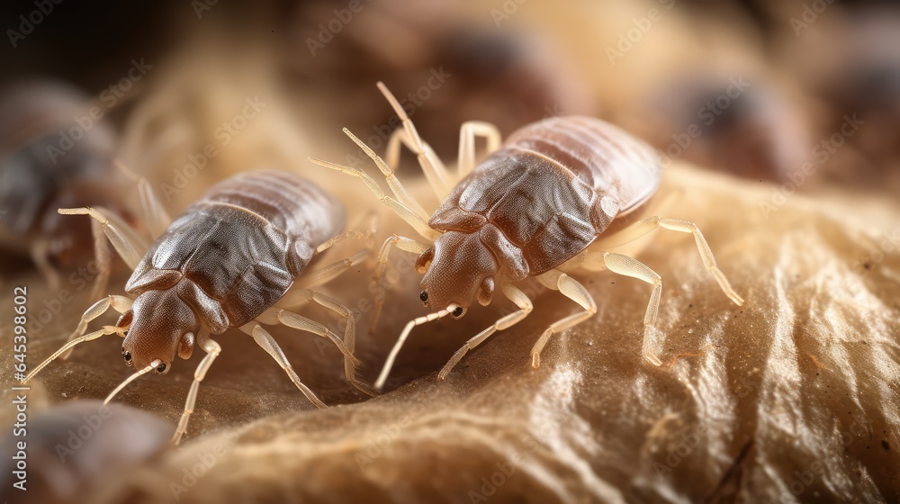group of bed mites closeup macro group of bed mites closeup macro
