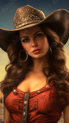Vintage ocidental cowgirl pin up girl, linda garota atraente photo