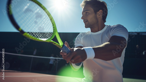 man tennis player holding racket. Generative Ai