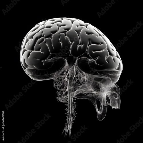 X-ray of the human brain, healthcare medical concept, realistic design illustration, generative ai