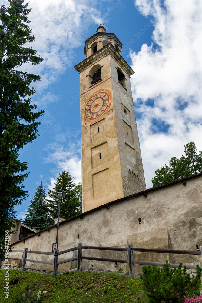 Schiefer Turm von St. Moritz, Graubünden, Schweiz