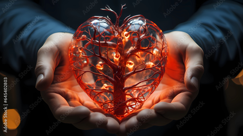 A heart in the hand of a person, health care, medicine, doctor A heart in the hand of a person, health care, medicine, doctor