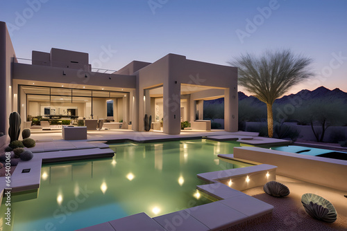A high end residence located in Scottsdale, Arizona. Stylish gentle calming outdoor view