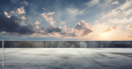Empty Concrete Building with Clouds View