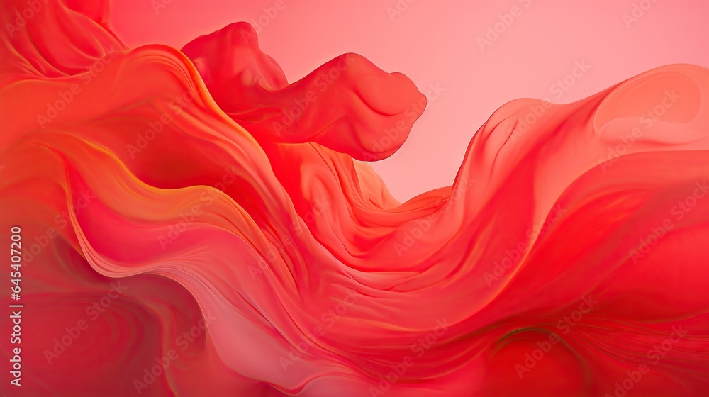  a red and pink abstract painting with a white sky in the background.  generative ai