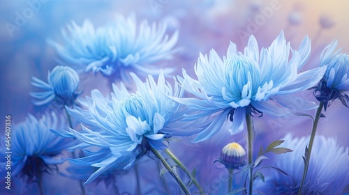  a bunch of blue flowers that are in a field of blue flowers.  generative ai