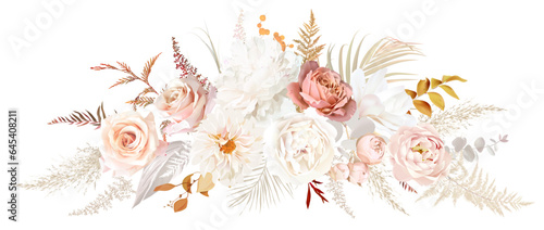 Foto Gold, blush, beige, white rose, peony, dahlia, ranunculus, magnolia flower, pamp