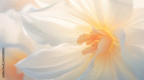  a close up of a white flower with a blurry background. generative ai