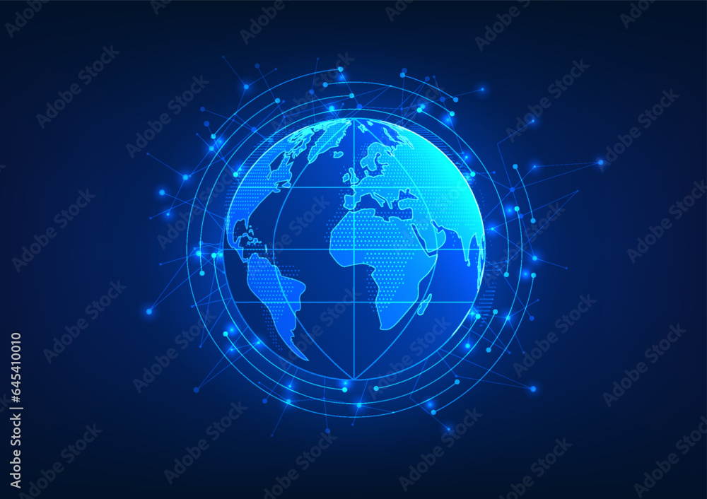 Earth Technology. Globes placed on connected lines can give people access to information anywhere. Through high-speed internet networks around the world to make a better living. Earth Technology. Globes placed on connected lines can give people access to information anywhere. Through high-speed internet networks around the world to make a better living.