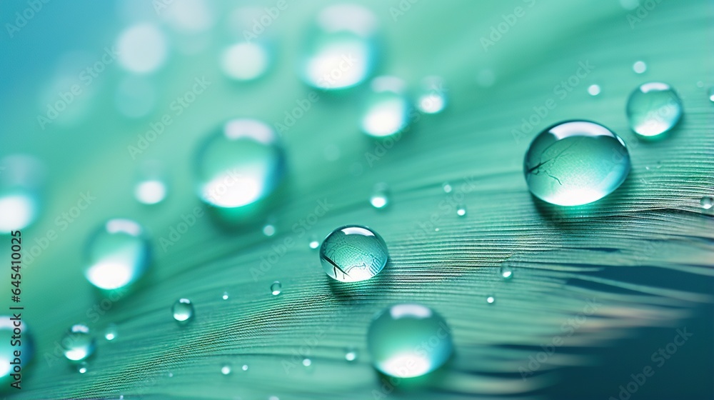 a close up of water droplets on a peacock feather's tail. generative ai a close up of water droplets on a peacock feather's tail. generative ai