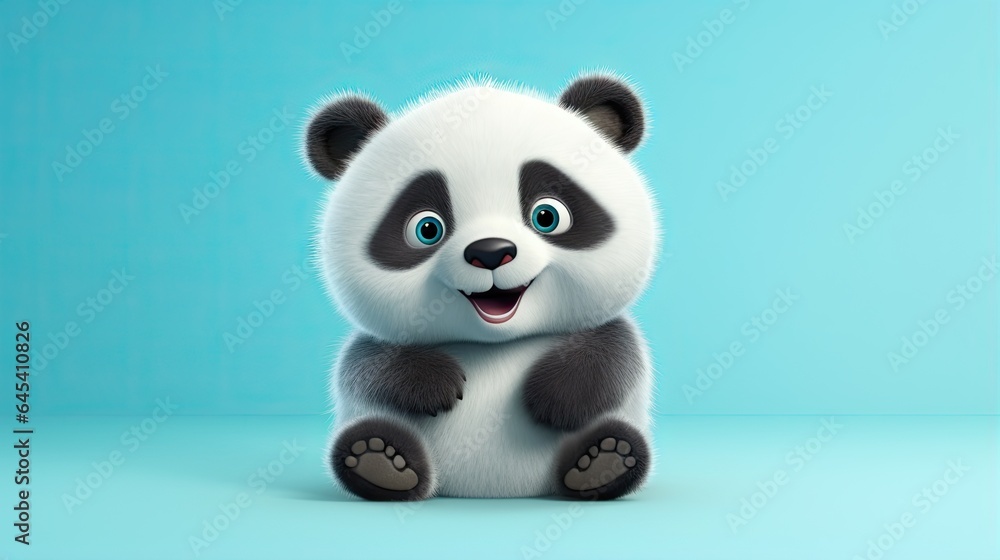 a cartoon panda bear sitting on a blue background with his paws crossed. generative ai a cartoon panda bear sitting on a blue background with his paws crossed. generative ai