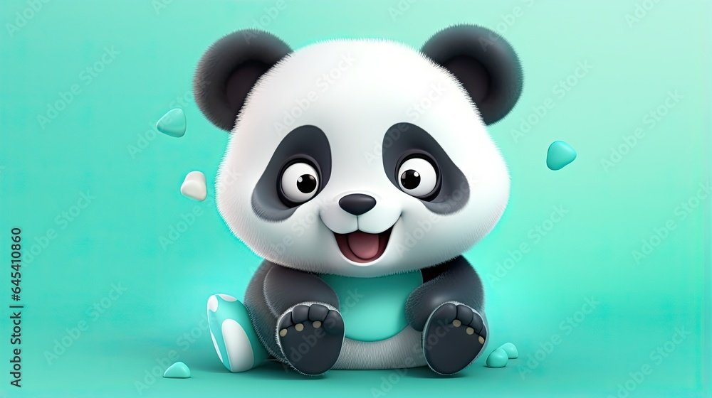 a panda bear sitting on the ground with hearts around it. generative ai a panda bear sitting on the ground with hearts around it. generative ai