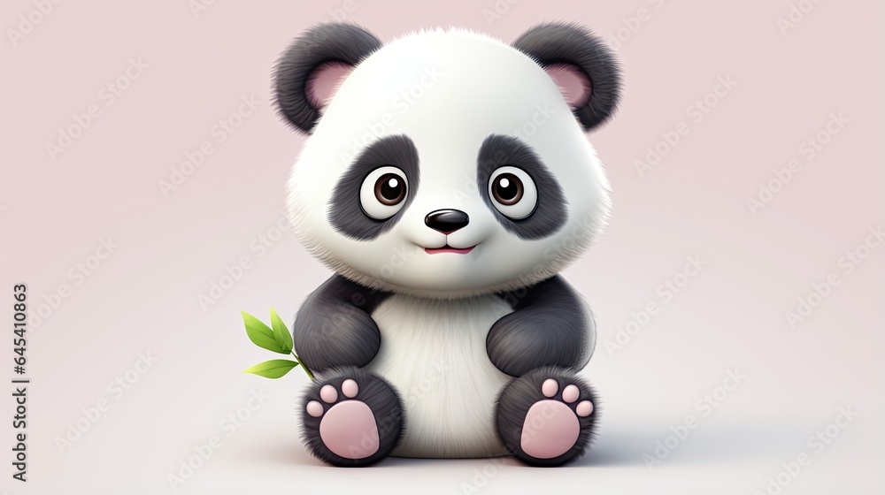 a panda bear sitting on the ground with a leaf in its paws. generative ai a panda bear sitting on the ground with a leaf in its paws. generative ai