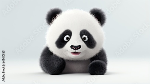  a panda bear sitting down with its eyes wide open and a surprised look on its face. generative ai