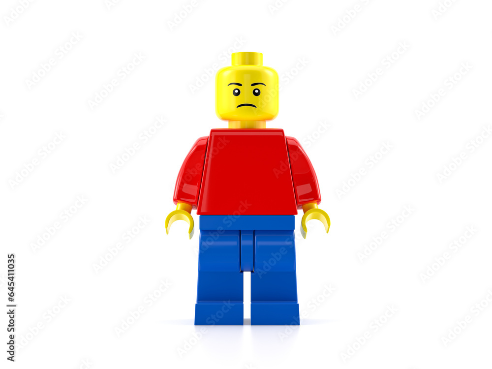 Obraz premium Lego minifigure on a white background. 3d illustration.