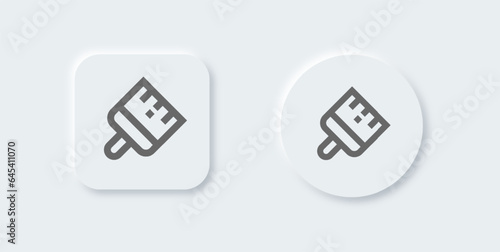 Brush line icon in neomorphic design style. Paint signs vector illustration.