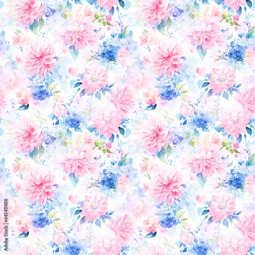 Seamless watercolor floral patterns  with flowers and foliage. Japanese abstract style. Use for wallpapers  backgrounds  packaging design  or web design
