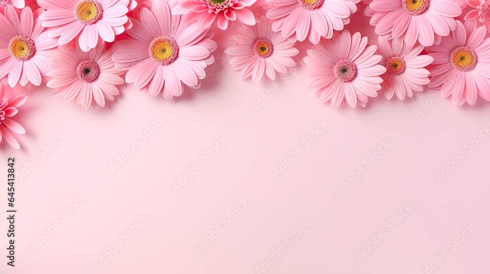 a pink background with lots of pink daisies on it. generative ai a pink background with lots of pink daisies on it. generative ai