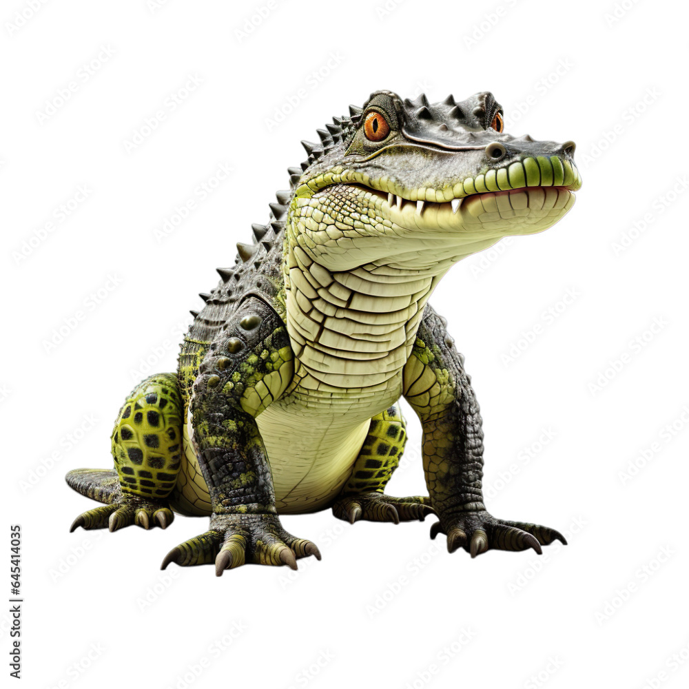 Fototapeta premium front view isolated safari crocodile on a transparent background