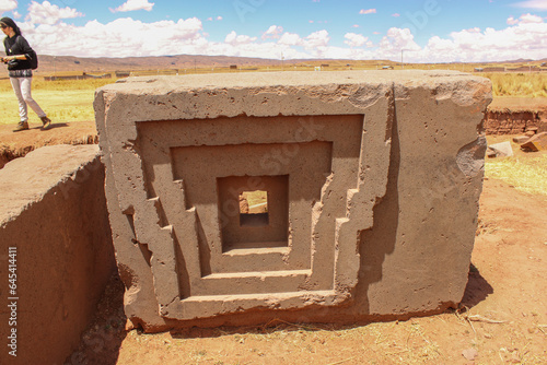 the perfectly carved stones at the archaeological site of puma punku, in tihuanaco - Bolivia photo