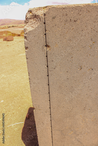 the perfectly carved stones at the archaeological site of puma punku, in tihuanaco - Bolivia photo