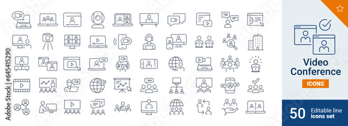 Video conference icons Pixel perfect. Cloud, system, network, ....