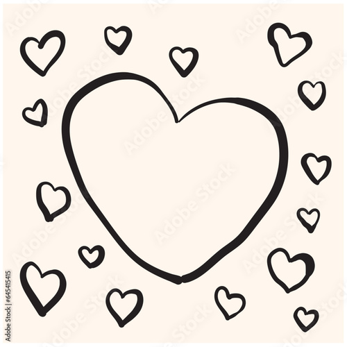 Set of hand drawn hearts. Handdrawn rough heart marker vector illustration for your graphic design