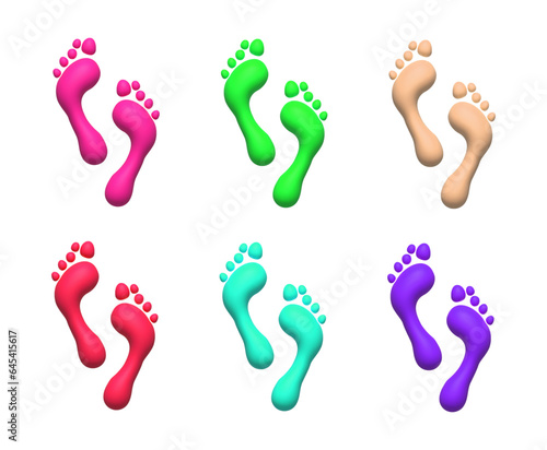 3D Realistic Human footprint. Fully vector footprint isolated on white background.Vector illustration.