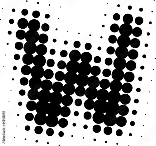 Letter lowercase w halftone effect display font.