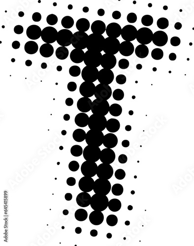 Letter T uppercase halftone effect display font.
