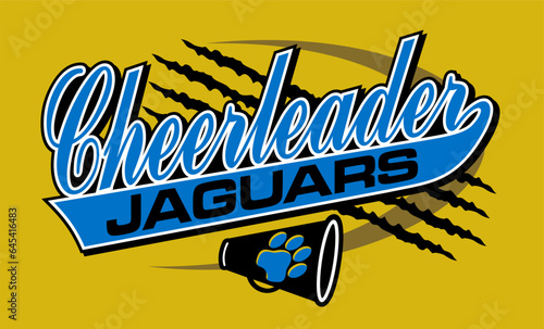 jaguars cheerleader team design in script with tail for school, college or league sports