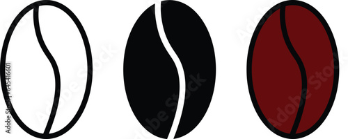 Coffee bean icon collection lined, isolated, colored. Illustration vector