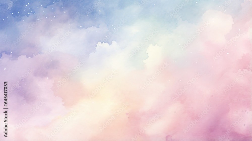  a watercolor painting of a sky with clouds and stars.  generative ai